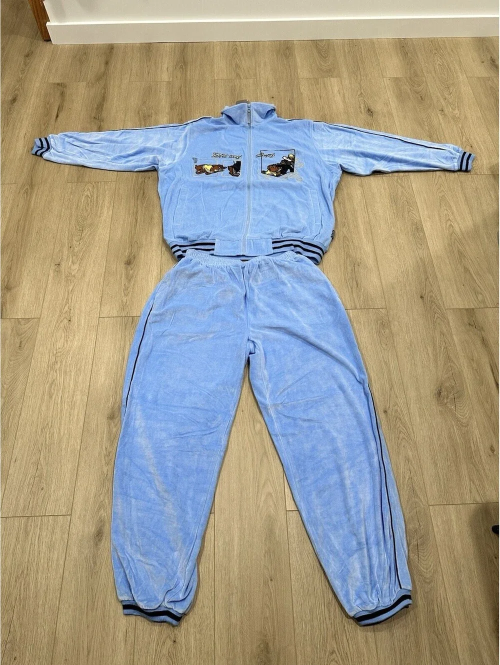 Raw Blue Tracksuit Mens 2XL/3XL Blue Y2K Hip Hop Zip Streetwear Skate